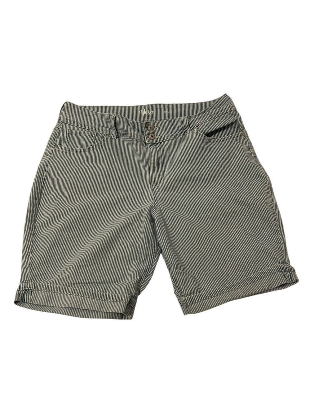 Style & Co Blue and White Striped Denim Bermuda Shorts